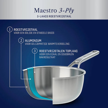 BK Maestro Triply RVS Sauteuse 20 cm