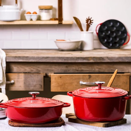 BK Bourgogne Braadpan Gietijzer - Chili Red