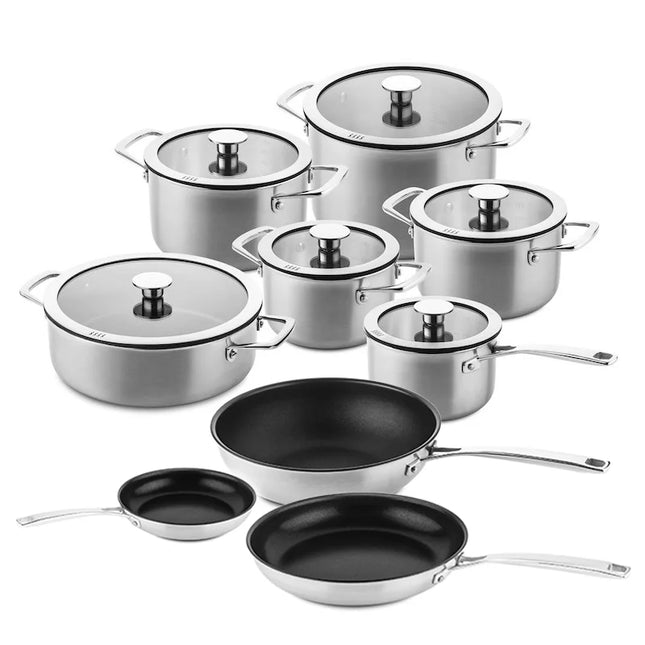 DUCQ Downdraft pannenset - 15 delig - met glazen deksels