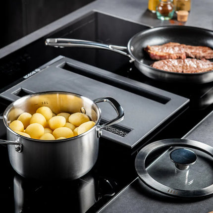 DUCQ Downdraft Triply Pannenset 13 delig - met gratis panbeschermerset