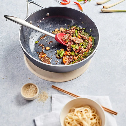 Demeyere Alu Plus 3 Vlakke bodem Wok 28cm eten