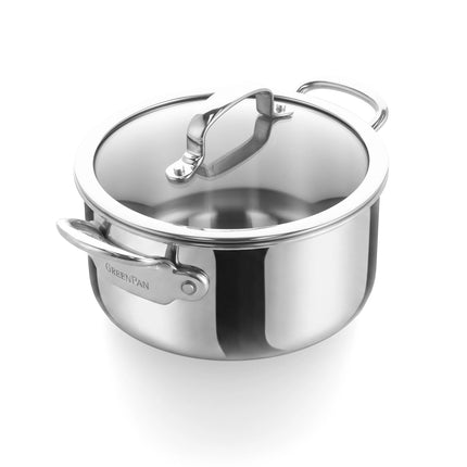 GreenPan Premiere 5-ply kookpan met deksel RVS