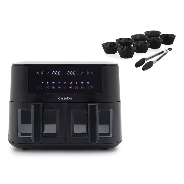 GreenPan Bistro AirFryer DUAL XL + 8delig Bak set PFAS-vrij