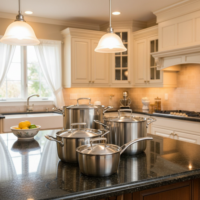 Habonne Queen pannenset 4 delig - RVS