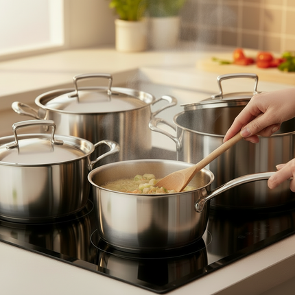 Habonne Queen pannenset 4 delig - RVS