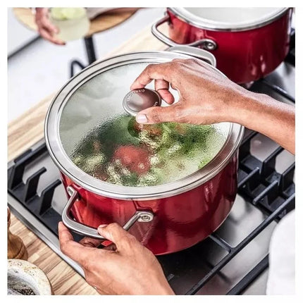 KitchenAid Pannenset 5 delig met Garde en Sauslepel - Rood sfeer