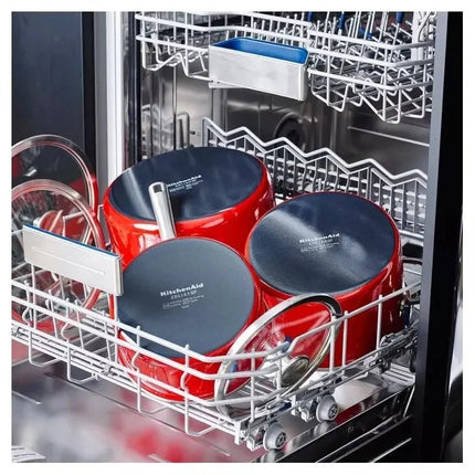 KitchenAid Pannenset 5 delig met Garde en Sauslepel - Rood vaatwasser