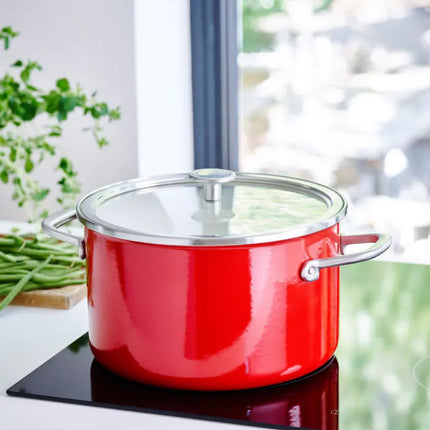 KitchenAid Pannenset 6 delig met Garde en Sauslepel - Rood pan