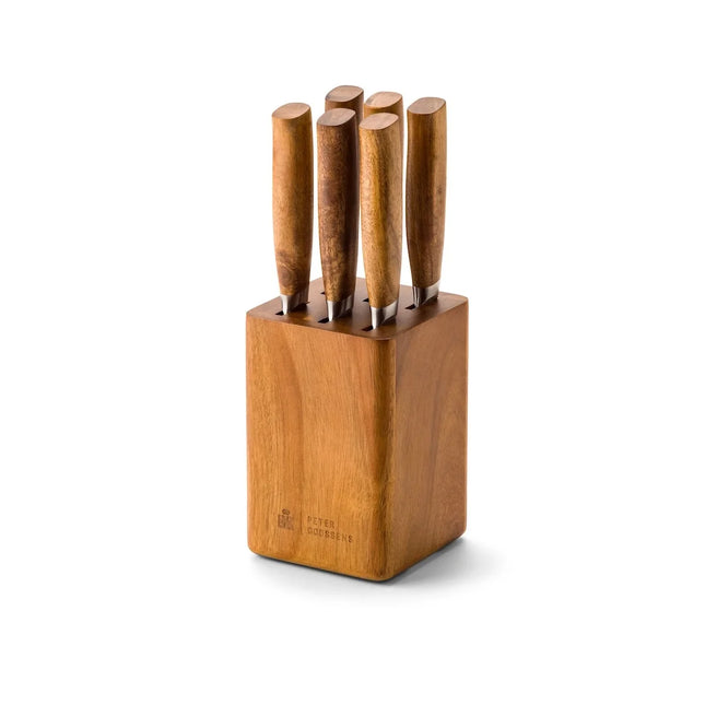 BK Peter Goossens Steakmessenblok met 6 steakmessen - acaciahout