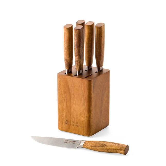 BK Peter Goossens Steakmessenblok met 6 steakmessen - acaciahout