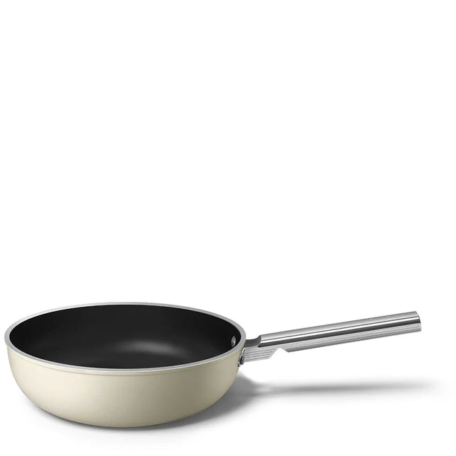 SMEG wokpan keramische coating Creme 30cm