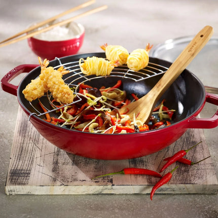 Staub Specialities Wok met glazen deksel Kersenrood 30cm
