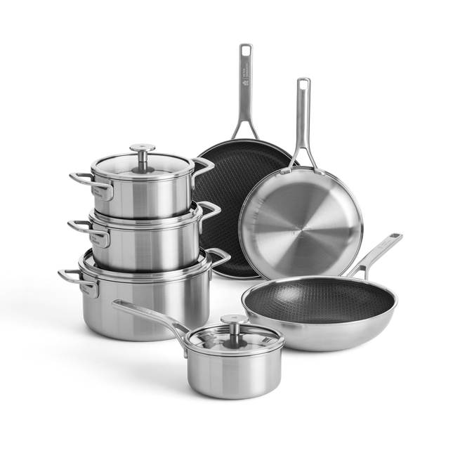 BK Durabond Hybride Large Pannenset — 24cm, 28cm & Wok 30cm — Tri-ply RVS — PFAS-vrij