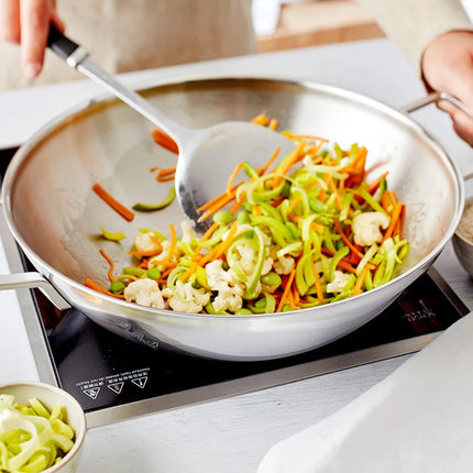 Demeyere Industry 5 RVS Wokpan - 30cm - 2 handvaten  - met Gratis glasdeksel