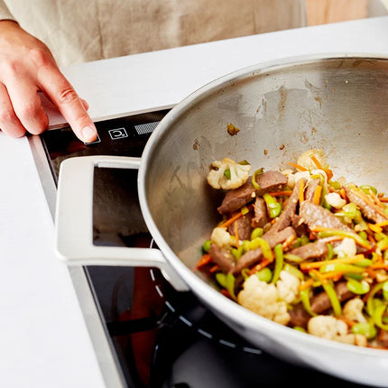 Demeyere Industry 5 RVS Wokpan - 30cm - 2 handvaten  - met Gratis glasdeksel